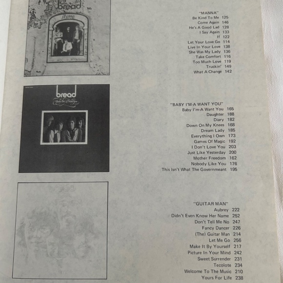 Vintage Bread Complete Sheet Music Songbook Piano Vocal Guitar 264 Pages 1970’s - Picture 5 of 16